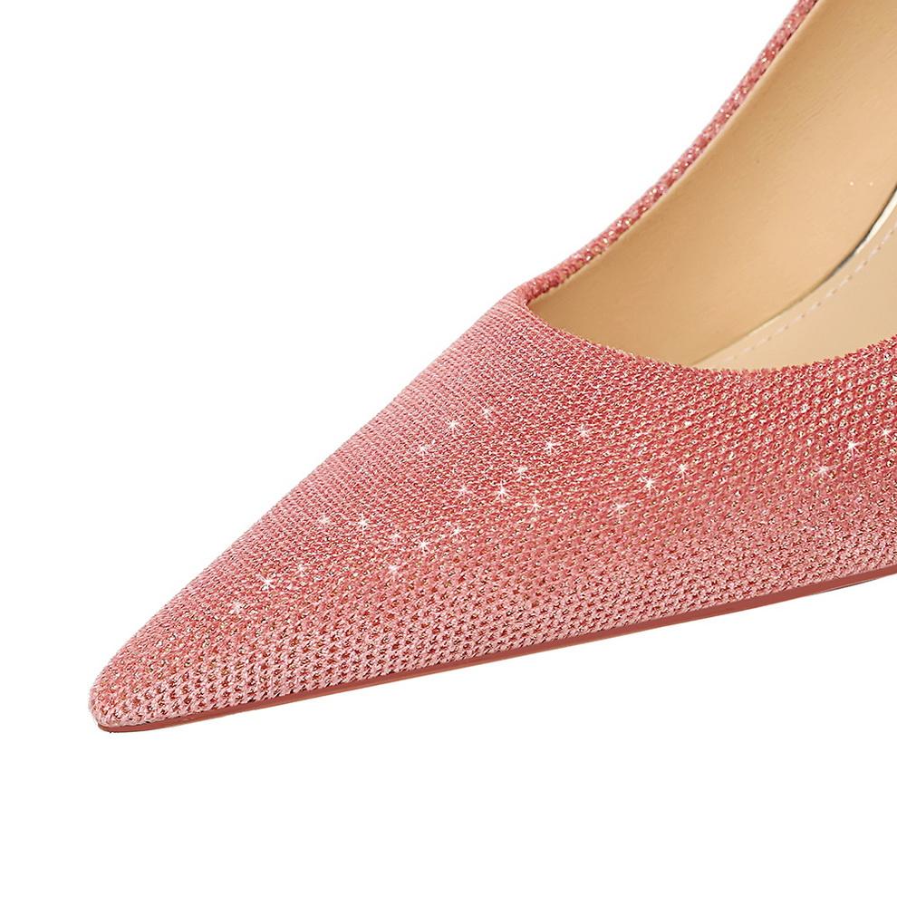 Bankett for kvinner tynne hæler med grunt munn spiss hodelykt Plysjkjerne sko med høye hæler