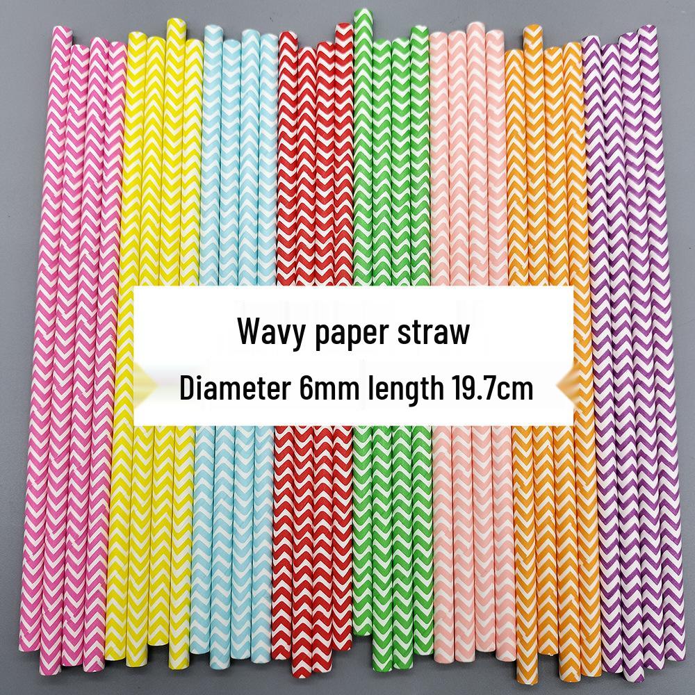 100 Biodegradable Striped Paper Straws - Colorful Drink Party Decorations