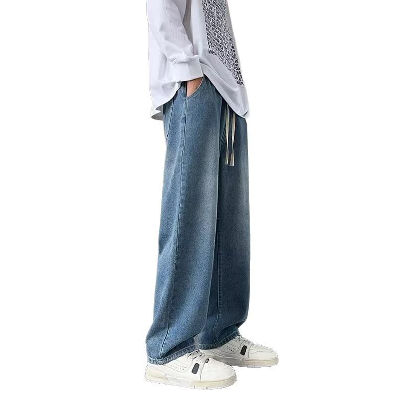 Hong Kong Trendy Men's Autumn New Personalized Letter Jeans Hip Hop Ins Trendy High Street Trendy Ruffian Handsome Trousers