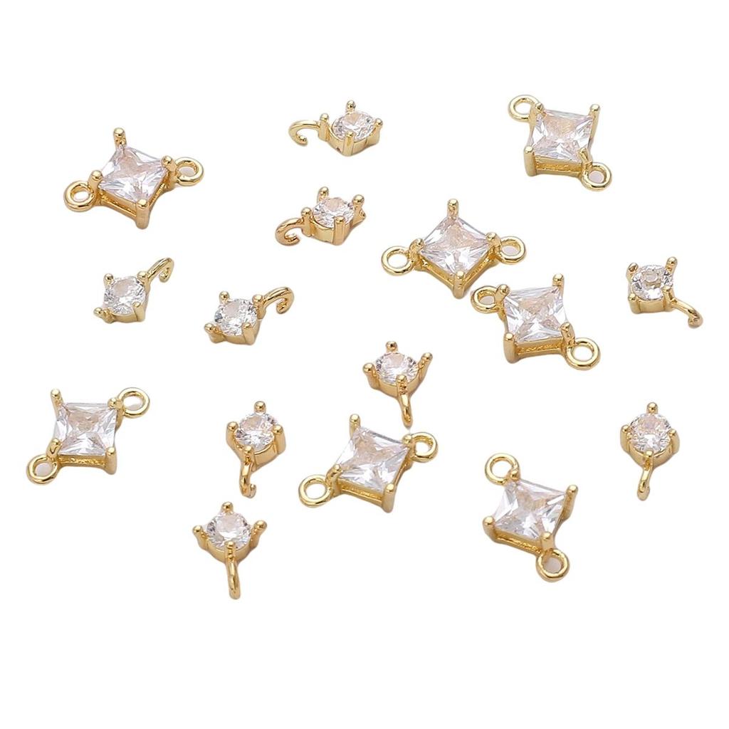 Kupfer Micro eingelegter Zirkonia quadratischer Hängeanhänger für DIY Schmuckherstellung Bastelzubehör