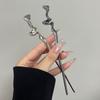 New Chinese Ancient Hairpin High Quality Black Silver Hair Stick Elegant Cool Hairpin for Girl Female Hair Ornament Styling Tool