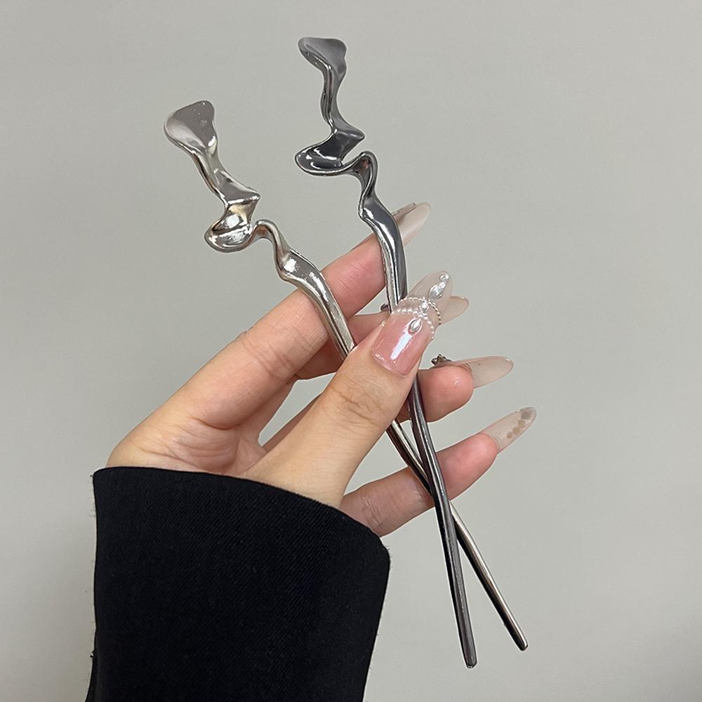 New Chinese Ancient Hairpin High Quality Black Silver Hair Stick Elegant Cool Hairpin for Girl Female Hair Ornament Styling Tool