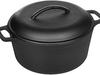 Pre-Seasoned Cast Iron Dutch Oven Pot with Lid and Dual Handles, Oven Safe, Heavy-Duty, 7-Quart, Round, Black