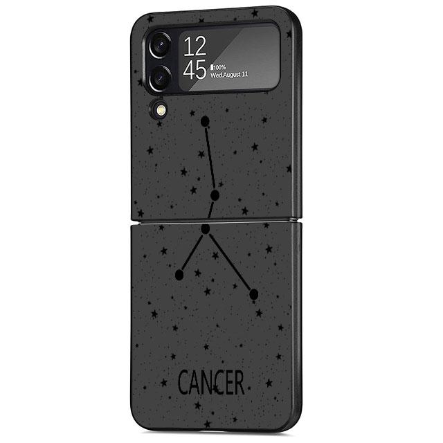 Twelve Constellations Case For Samsung Galaxy Z Flip 3 4 5G Black Hard PC Phone Housing Z Flip4 Luxury Coque Shell
