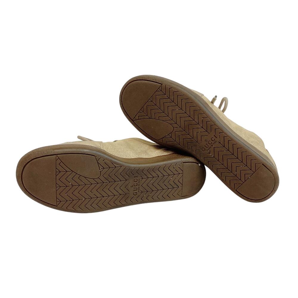 Gucci Niedrig geschnittene Leder-Sneaker goldfarbenes Leder Gebraucht