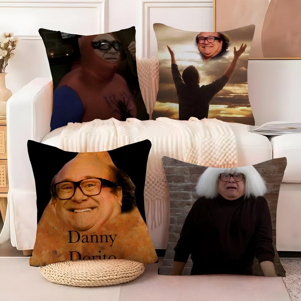 Meme Funny D-Danny D-Devito Pillow Case Natural Linen Double-Sided Printing Sofa Home Decor Cushion Cover