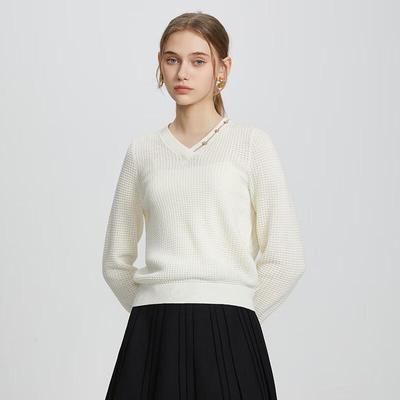 Women's V-Neck Long Sleeve Knit Pullover