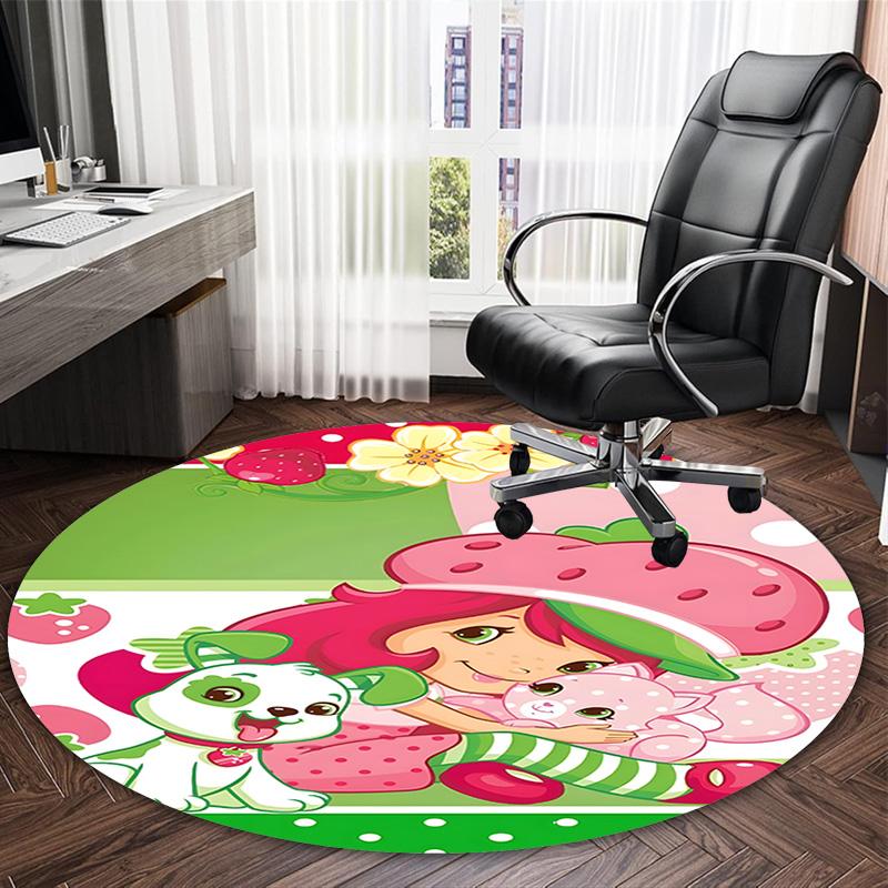 1pc Princess Strawberry2 Carpet, Round Rug, Comfortable, Suitable for Entryways, Living Rooms, Office, And Bedrooms, Christmas Decoration