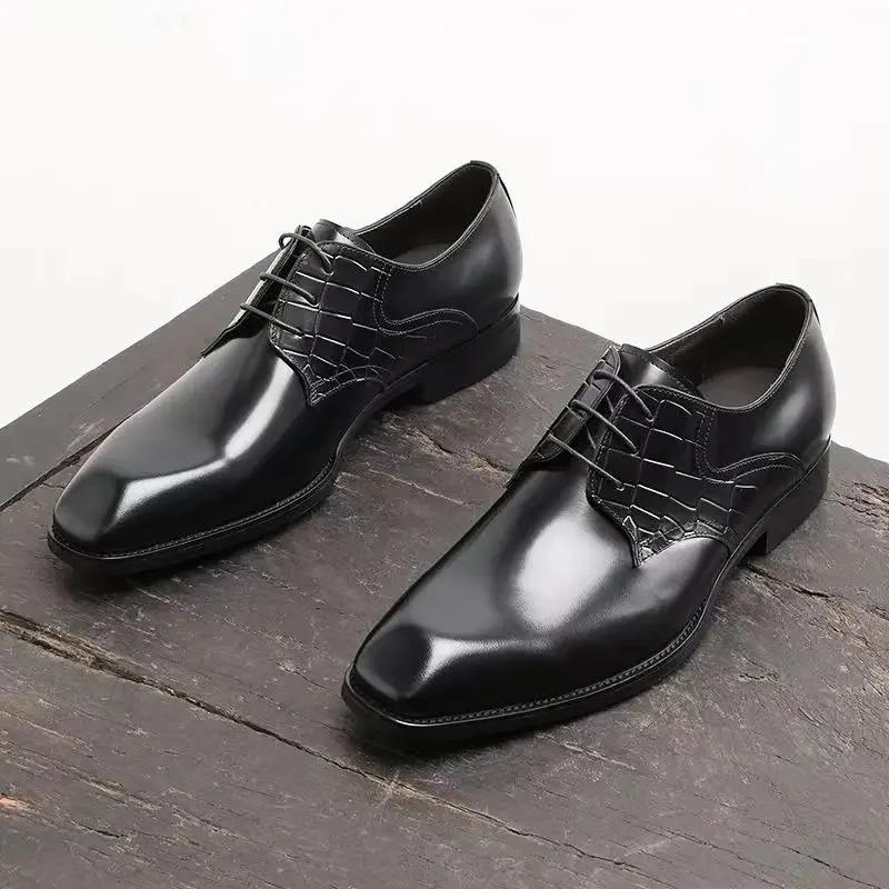 Fashion Handmade Mens Wingtip Oxford Shoes Grey Leather Brogue Men's Dress Shoes Classic Business Formal Shoes for Men Zapatillas Hombre