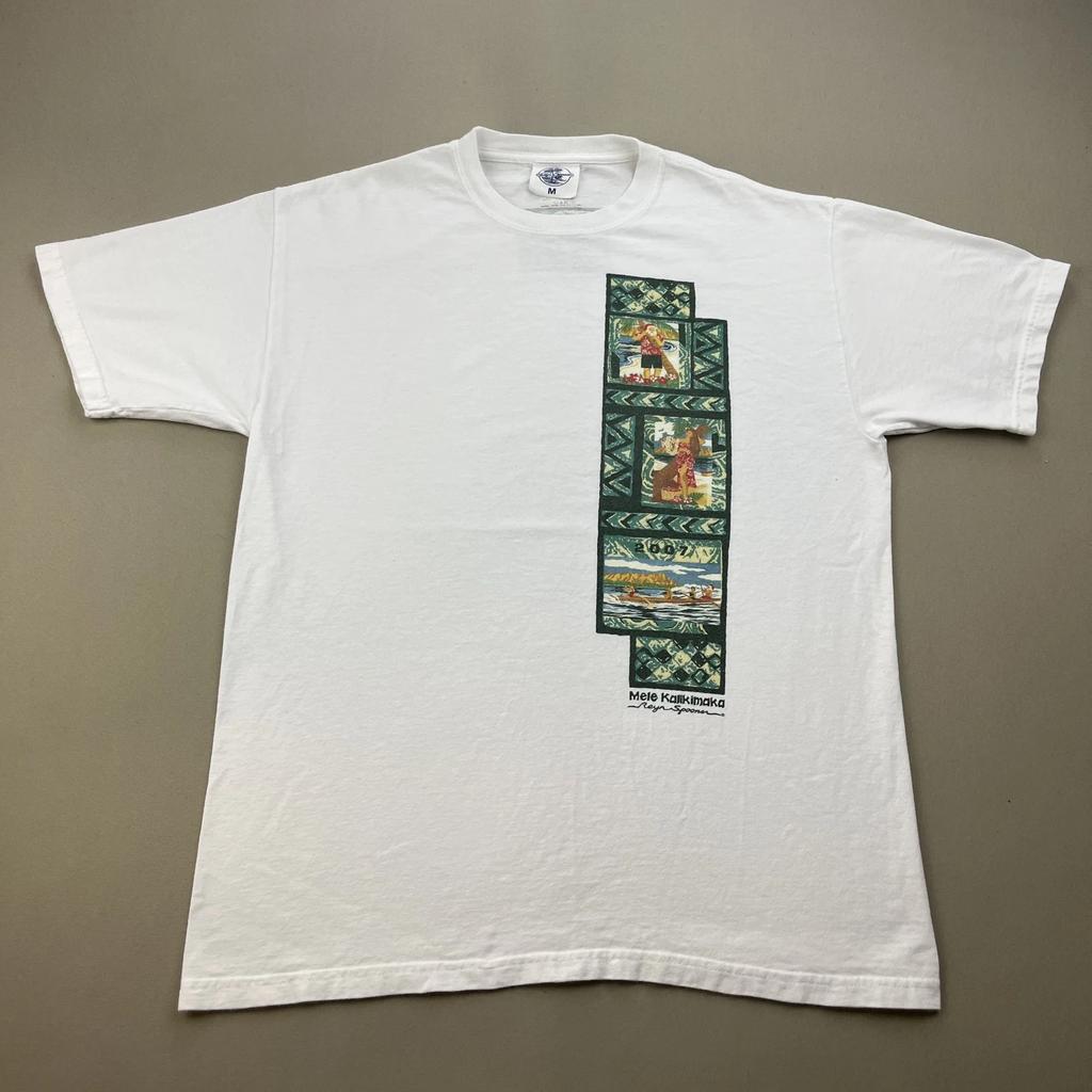 Vintage Reyn Spooner T-Shirt Mens Medium White Mele Kalikimaka Hawaii Christmas