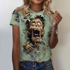Women's Short Sleeve Crewneck T-Shirt with Halloween Print for Casual Daily Wear