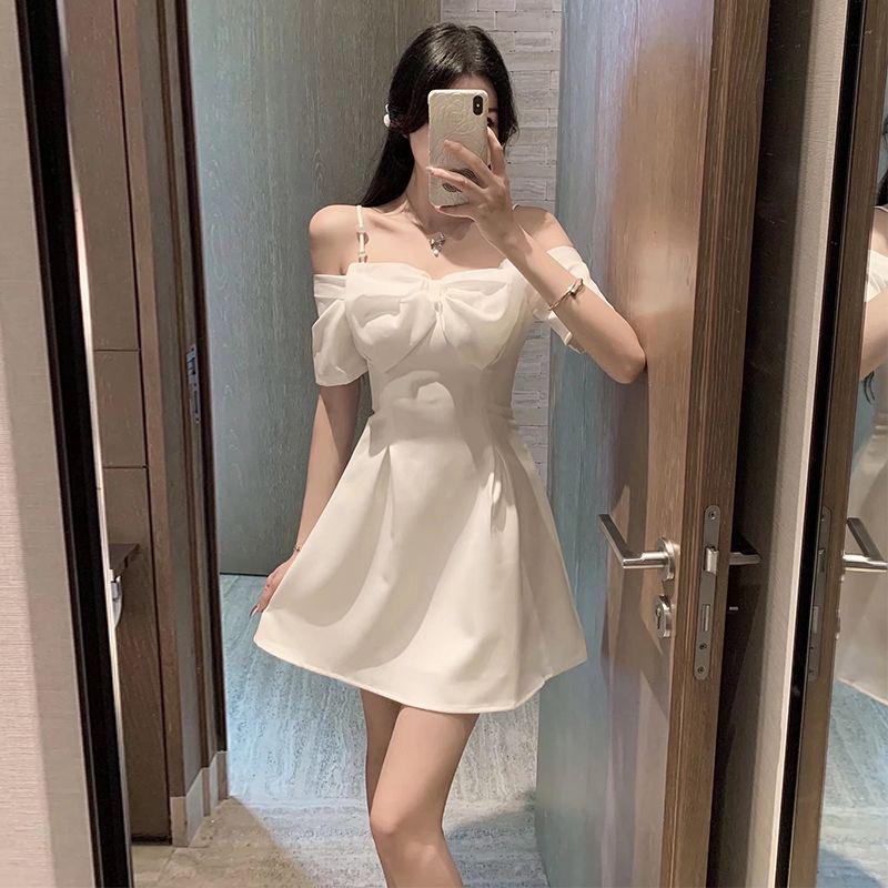 Elegant Bow One-Shoulder Strappy Dress for Summer 2026