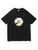 Koreański Styl Mały Nadruk Stokrotek Koszulka Letnia Krótki Rękaw Bluza Hip Hop Streetwear Y2k Vintage Unisex Koszulka Fani 01336
