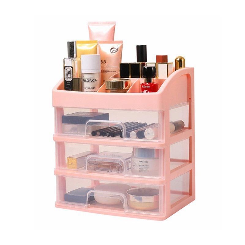 Jewelry & Cosmetic Storage Box - Transparent Dustproof Desktop Organizer with Drawers