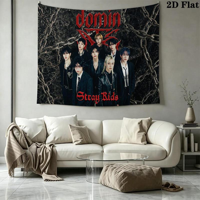 SKZ Kpop Wall Tapestry Aesthetic Wall Hanging Printed Fabric Blanket Decorative Tapestries for Bedroom Living Room Home Decor