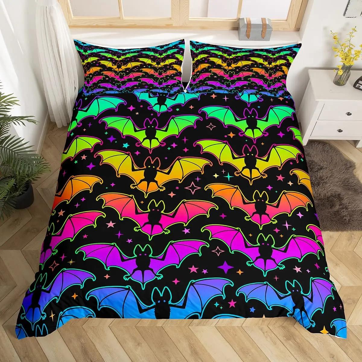

Halloween Duvet Cover Set Gothic Spooky Bedding SetsPumpkin Lantern Comforter Cover Horror Ghost Witch Hat Cat Bat Quilt Cover EU Single(135*200cm)3pcs