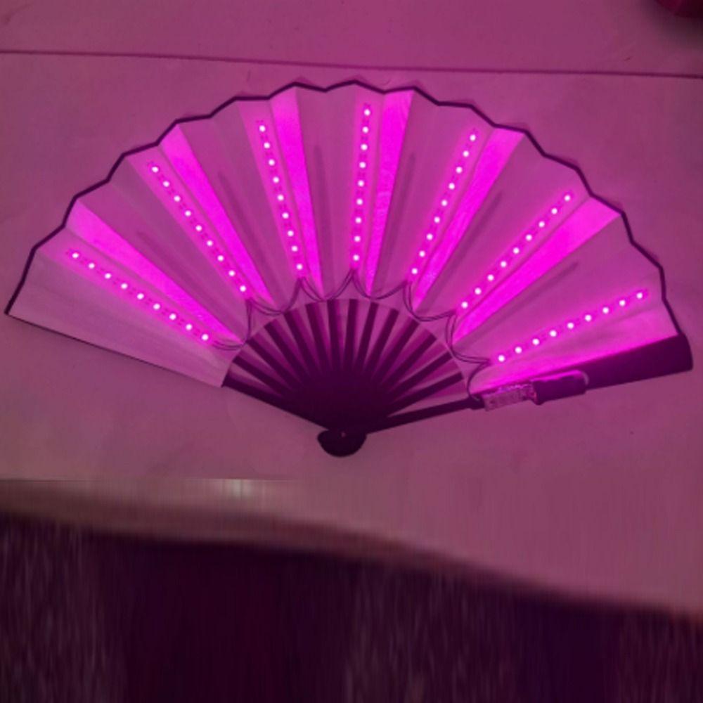 New LED Illumination Led Light Fan PVC Foldable Light Up Fan Lightweight 64cm Led Glow Fan for Line Dancing