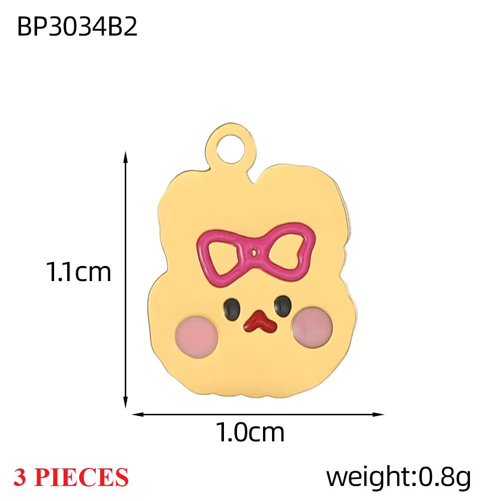 

3PCS/LOT CARLIDANA Enamel Turtle Rabbit Bear Charms, Colored Stainless Steel Pendants for Women DIY Necklace Jewelry