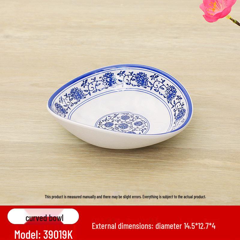 Retro Blue & White Melamine Dinnerware Set: Noodle & Soup Bowls, Plates for Restaurants & Noodle Shops