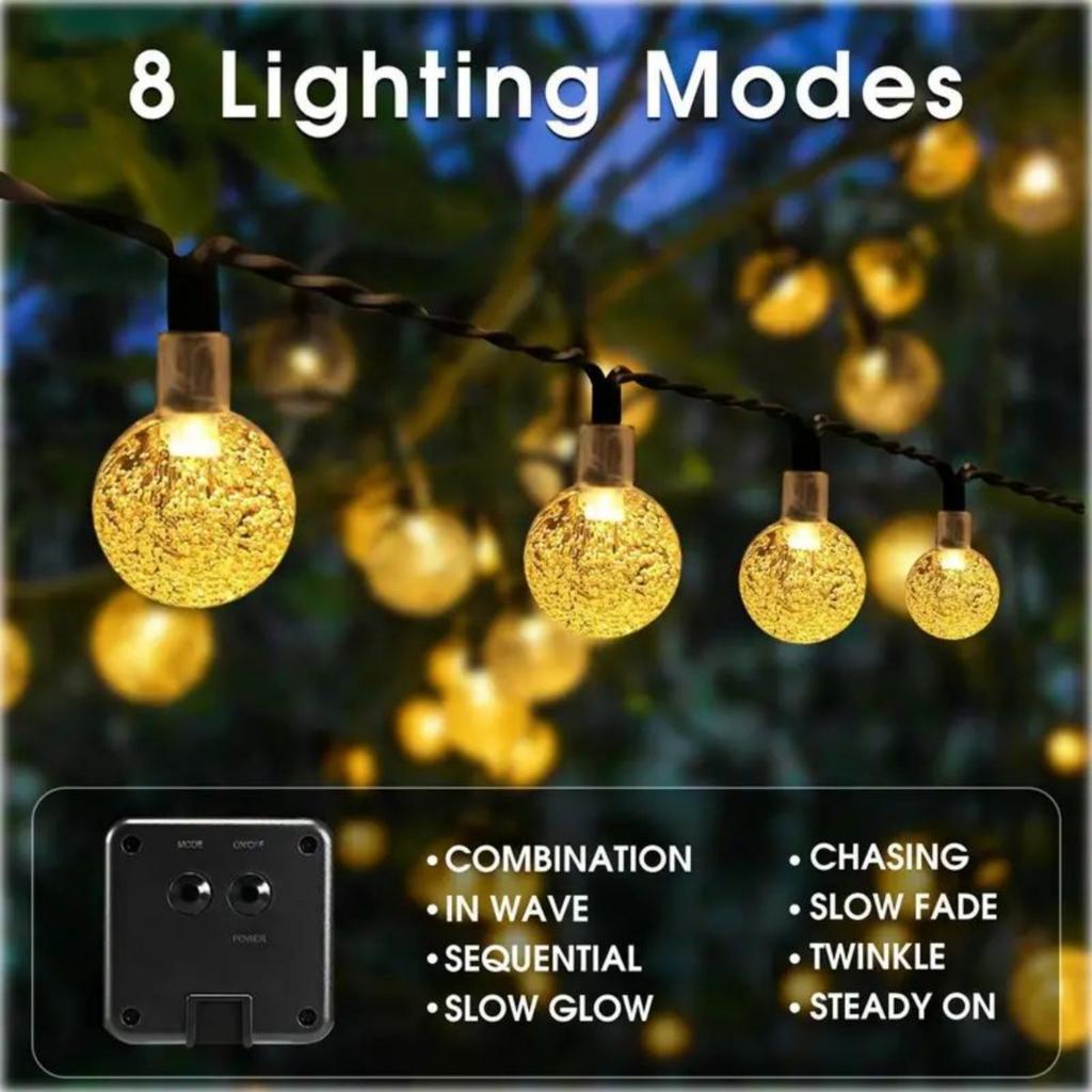 New Outdoor Waterproof Camping Decorative LED Lights String: 1pc Solar Bubble Ball Lamp with 20/100 LED, Atmosphere-enhancing Wa