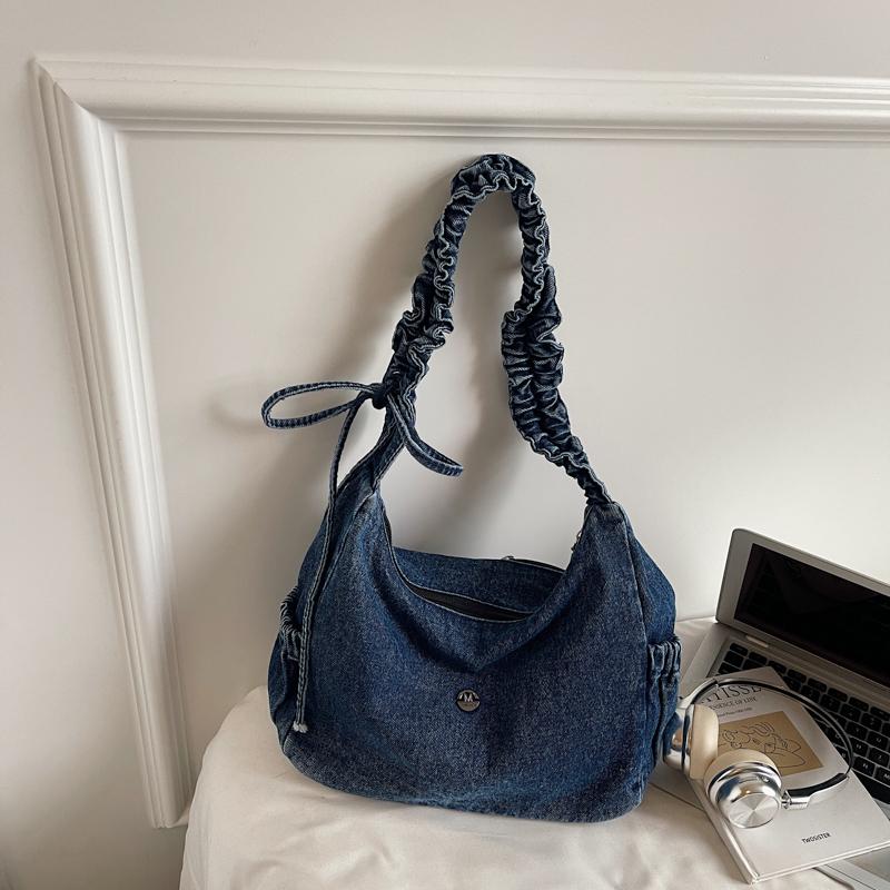 Borsa a tracolla in denim da donna, leggera, piccola, quadrata, borsa a spalla, da sotto braccio