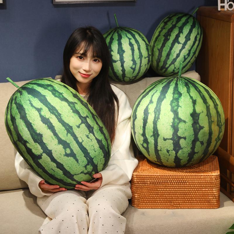 Adorable 3D Watermelon Plush Sofa Pillow Reallife Fruits Cushion Simulation Watermelon Stuffed Soft Pillow Home Decor Gift