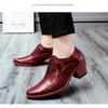 Height-increasing Shoes Men's Low-top Red British Style Men's 2025 New Leather Shoes Men's Business Leathershoes