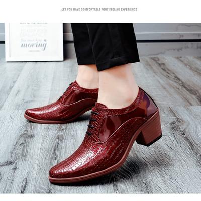 Höhenvergrößernde Schuhe Herren Low-Top Rot Britischer Stil Herren 2025 neue Lederschuhe Herren Business-Lederschuhe