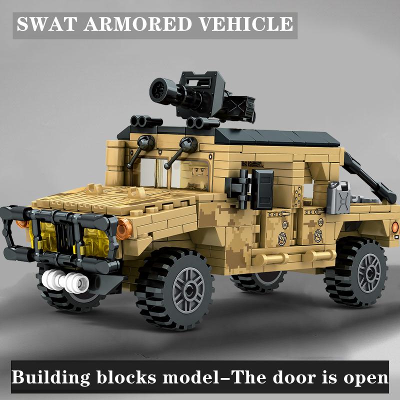 SWAT Armored Car Toys World War II Army Military Soldiers City Police Assembled Building Blocks Bricks Kids Car Enthusiasts Gift