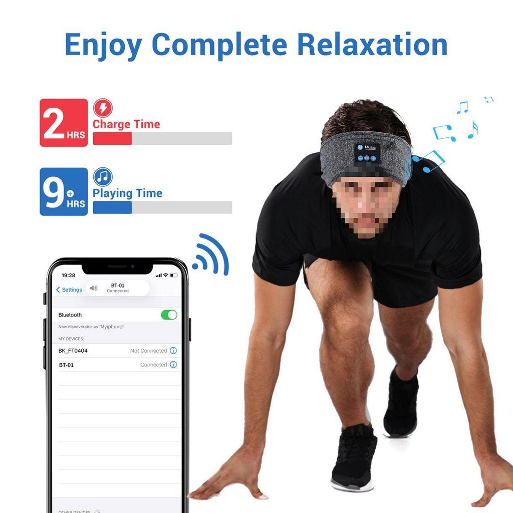 Bluetooth Sports Headband: Wireless Headphones for Running, Fitness, Yoga & Sleep
