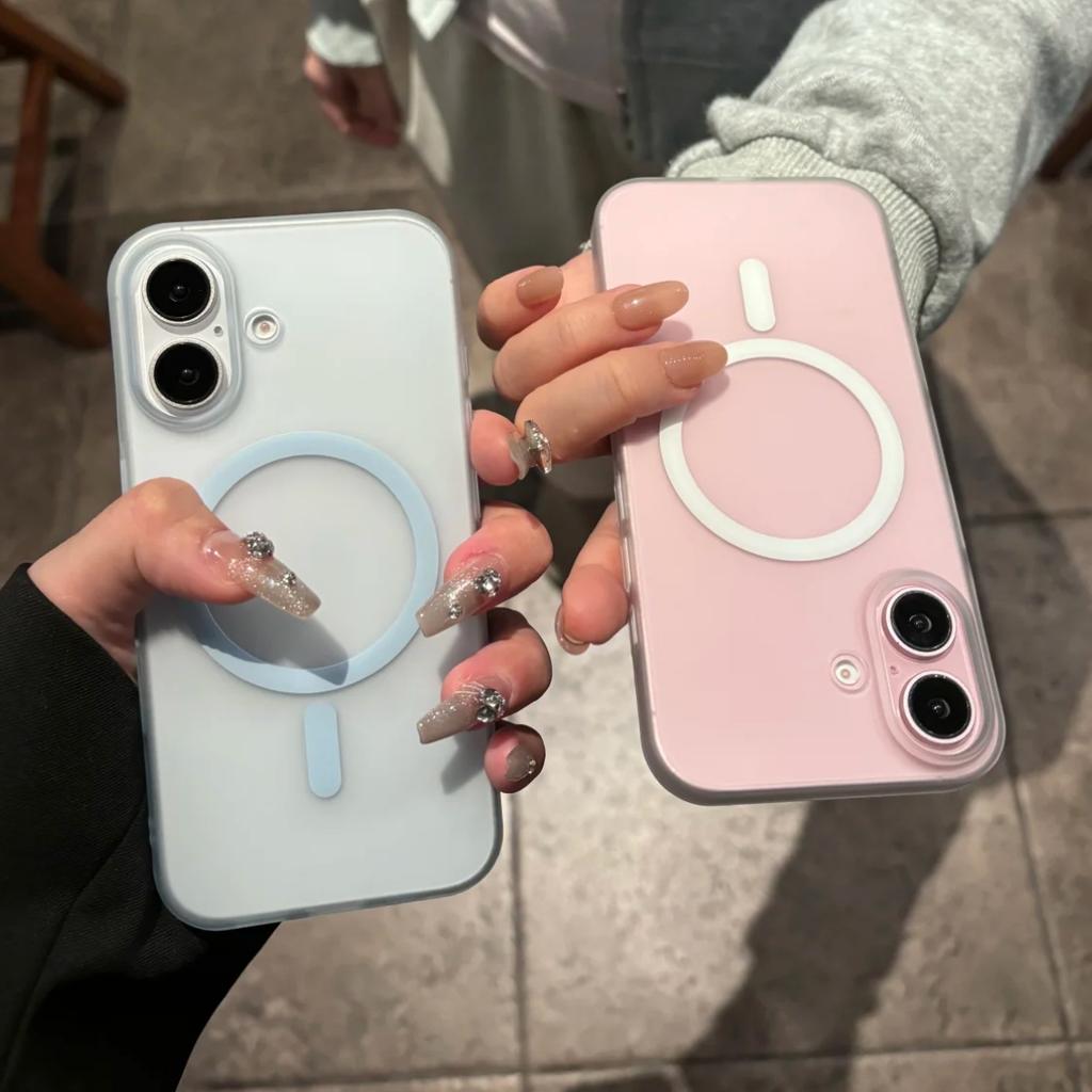 Luxury Matte Wireless Charge Magsafe Phone Case For iPhone 11 12 13 14 15 16 Pro Max Plus Magnetic Transparent Shockproof Cover
