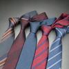 Korean Style Men's 7cm Diagonal Stripe Tie - Polyester Silk, Woven Jacquard, Hand-tied