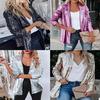 Women's  New Style Fashion Multi-Color Sequins Long Sleeve Elegant Blazer Jacket