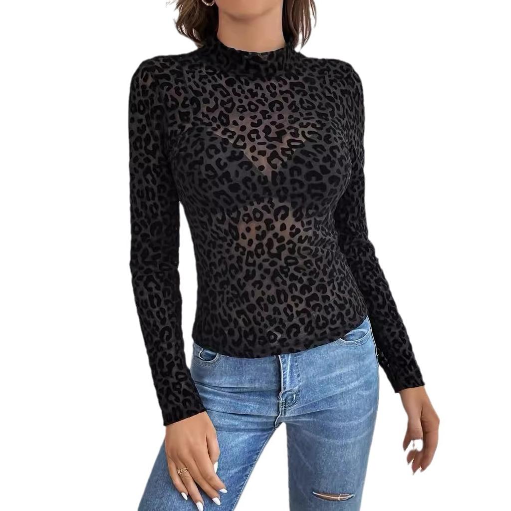 New Sundress Sexy Single Bra Stand Up Collar Mesh Base Layer Blouse Top Womens T