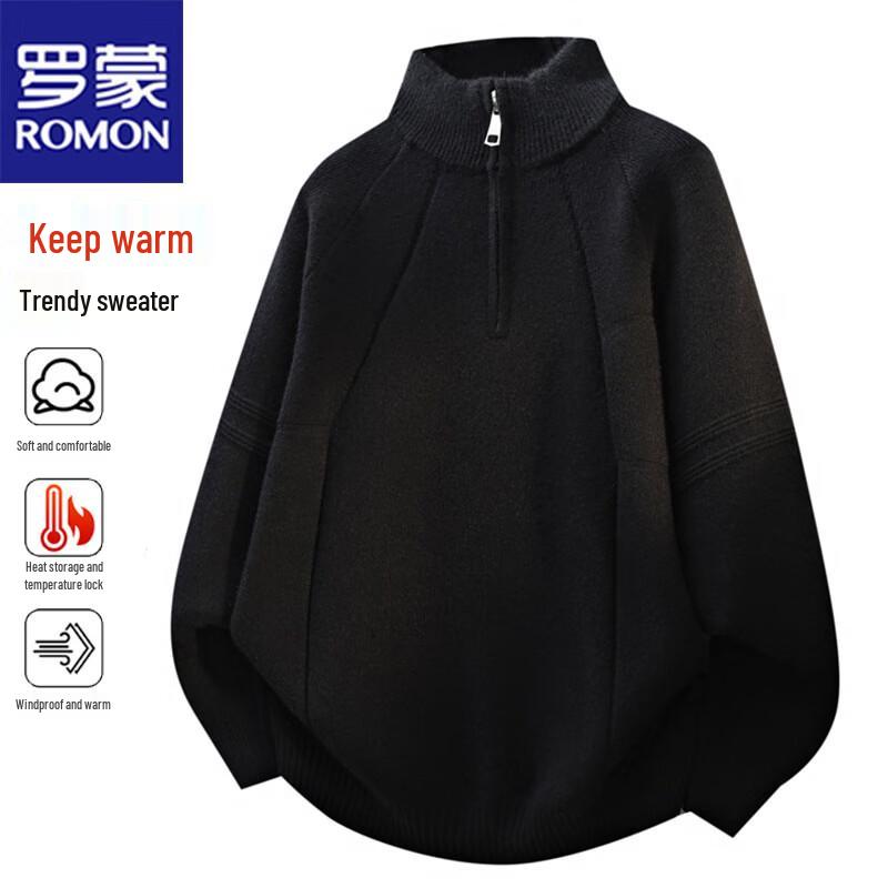 

ROMON Men s Warm Mock Neck Knit Sweater 4XL