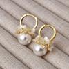Design Fairy Flower Pearl Hoop Earrings - Light Luxury Sweet Elegant Zircon Ear Buckles for Women Jewelry
