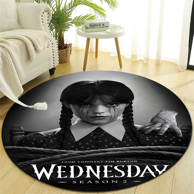 1pc Addams Family Wednesday2 Design Printed Area Round Carpet for Bedroom Living Room Home Decor Rugs Mat Non Slip Mat Rug for Bedside