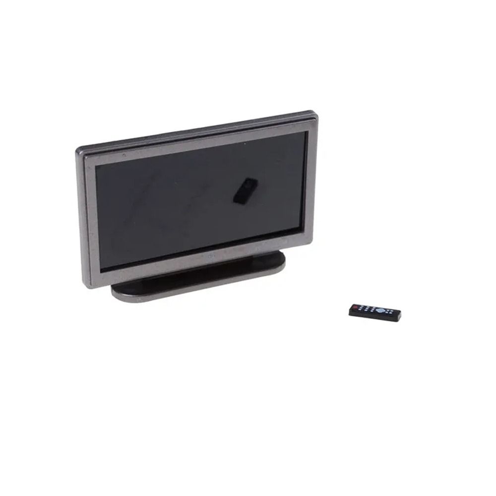 Flat-Panel Doll House TV 1:12 Dollhouse Remote Control Miniature Television  Kids Gift