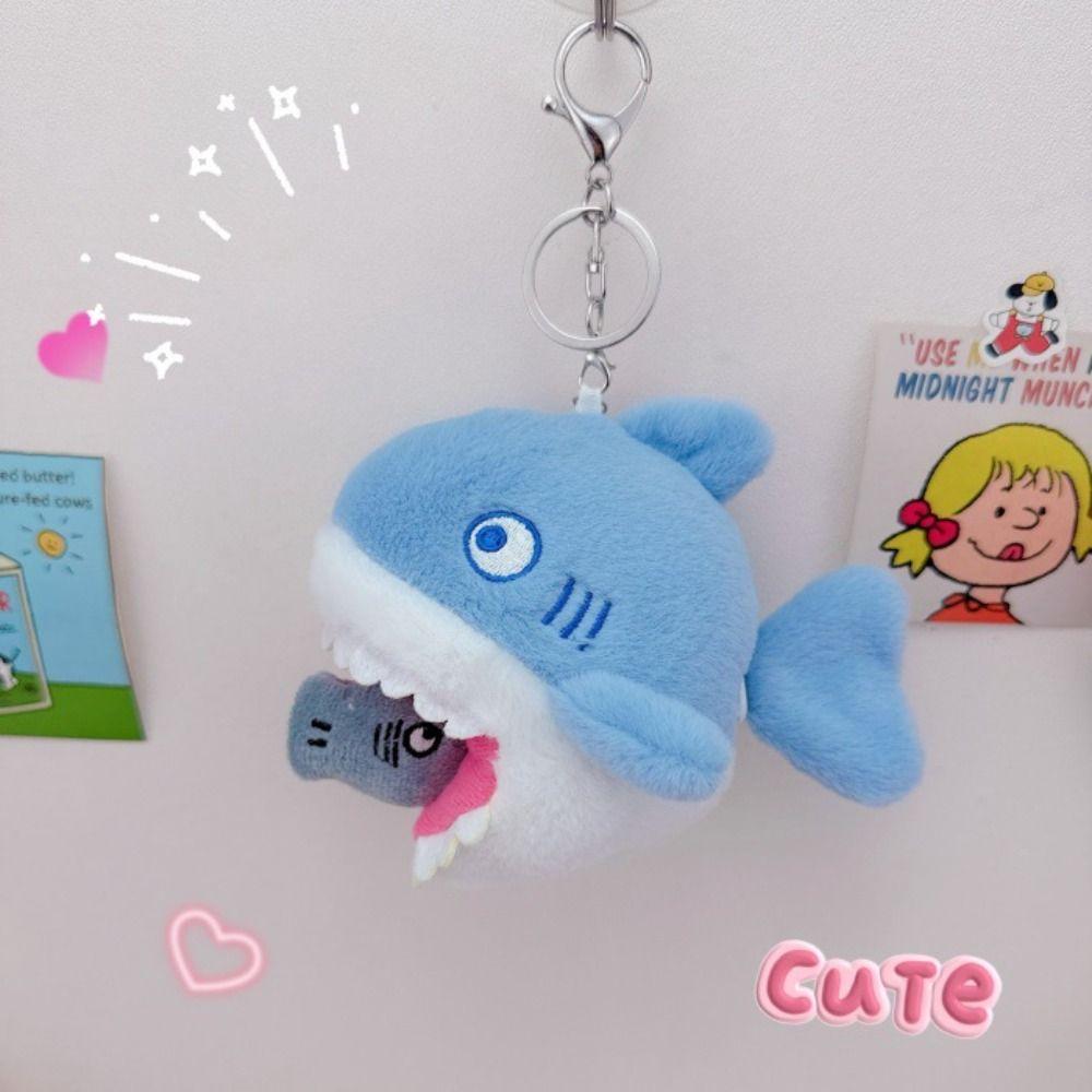 Cartoon Shark Blue Shark Pendant Stuffed Animal Plush Shark Keyring  Kids Gifts