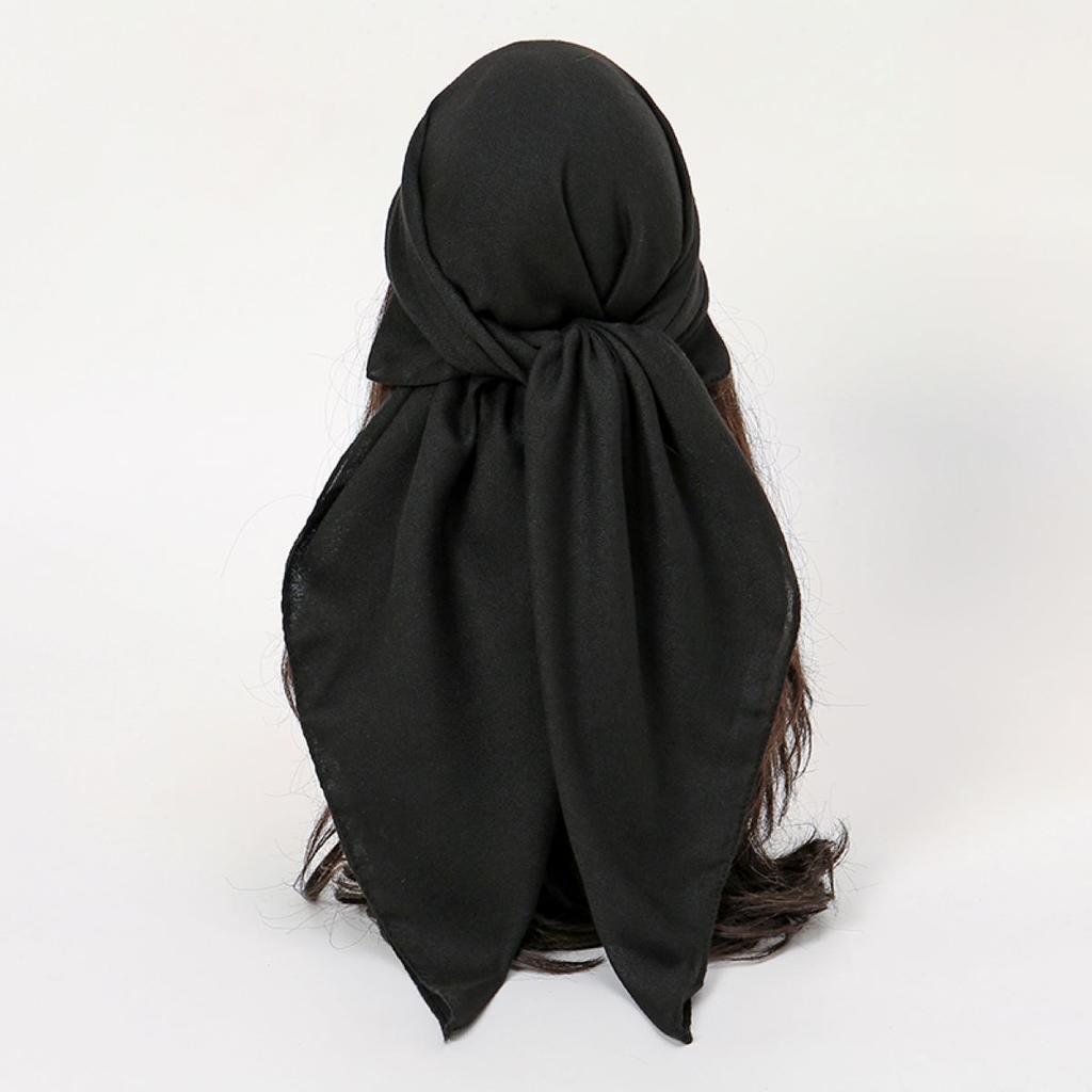 90*90Cm Thin Soft Square Scarves For Women Simplicity Solid Color Cotton Linen Headscarf Muslim Female'S Hijabs Bag Accessories
