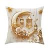 Soft Short Plush Cushion Cover Gold Moon Ethnic Festival Print 45x45cm Standard Size for Home Decoration