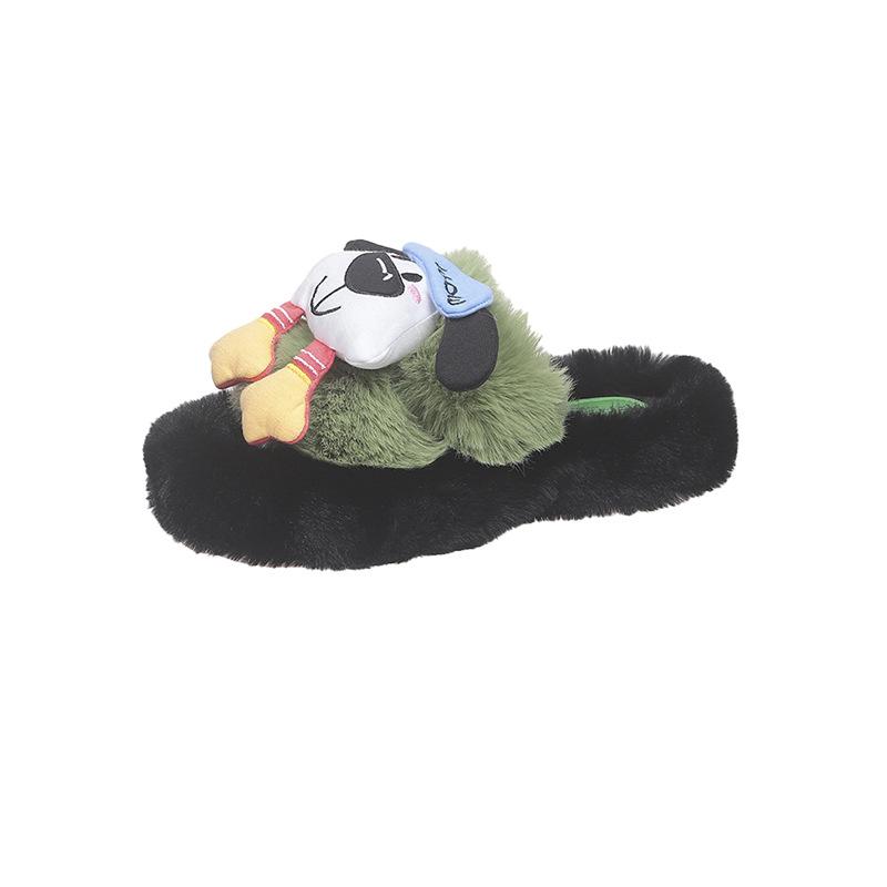 Cute Cartoon Puppet Slippers Cotton Slippers Women's 2025 Autumn and Winter New Thick-bottomed Versatile Non-slip Warm Fluffy Slippers
