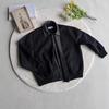 Mens Black Plaid Patchwork Collar Flight Jacket Loose Casual Streetwear Top