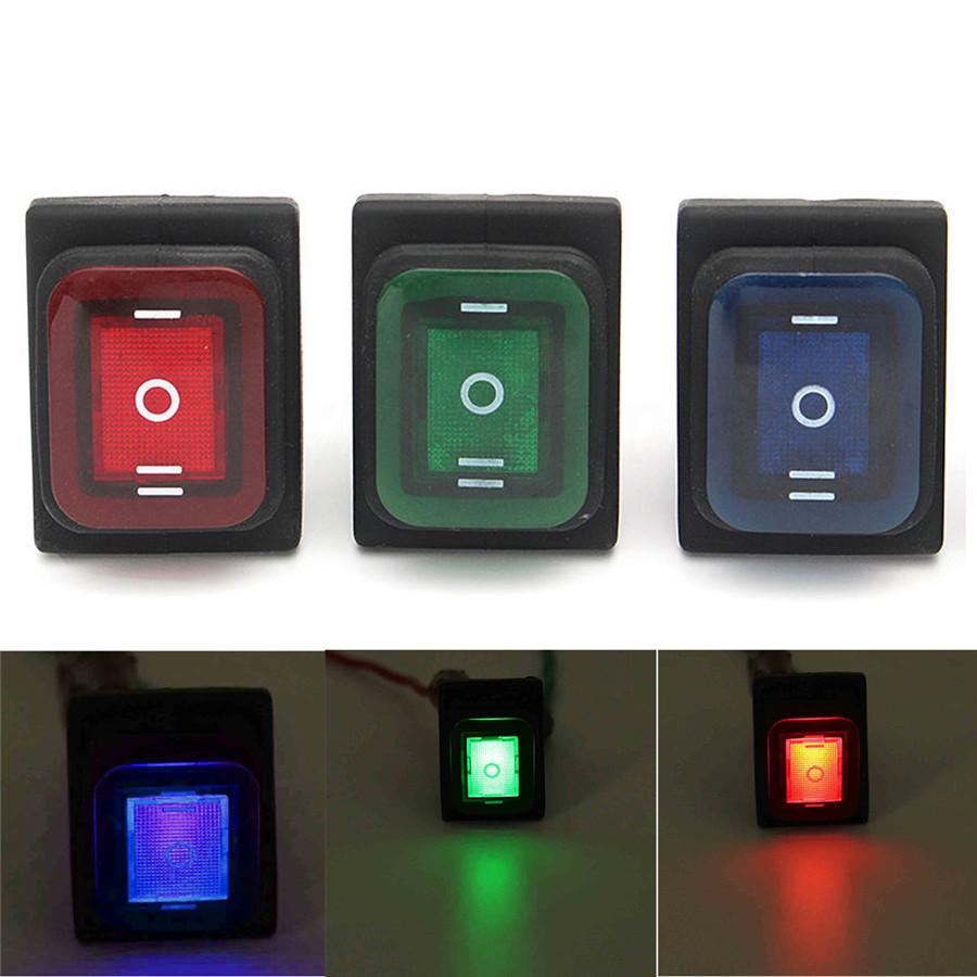 4pcs 3 Position On-Off-On 6Pin DC 12V Waterproof Car Boat LED  Durable Rocker Power Switch With Backlight