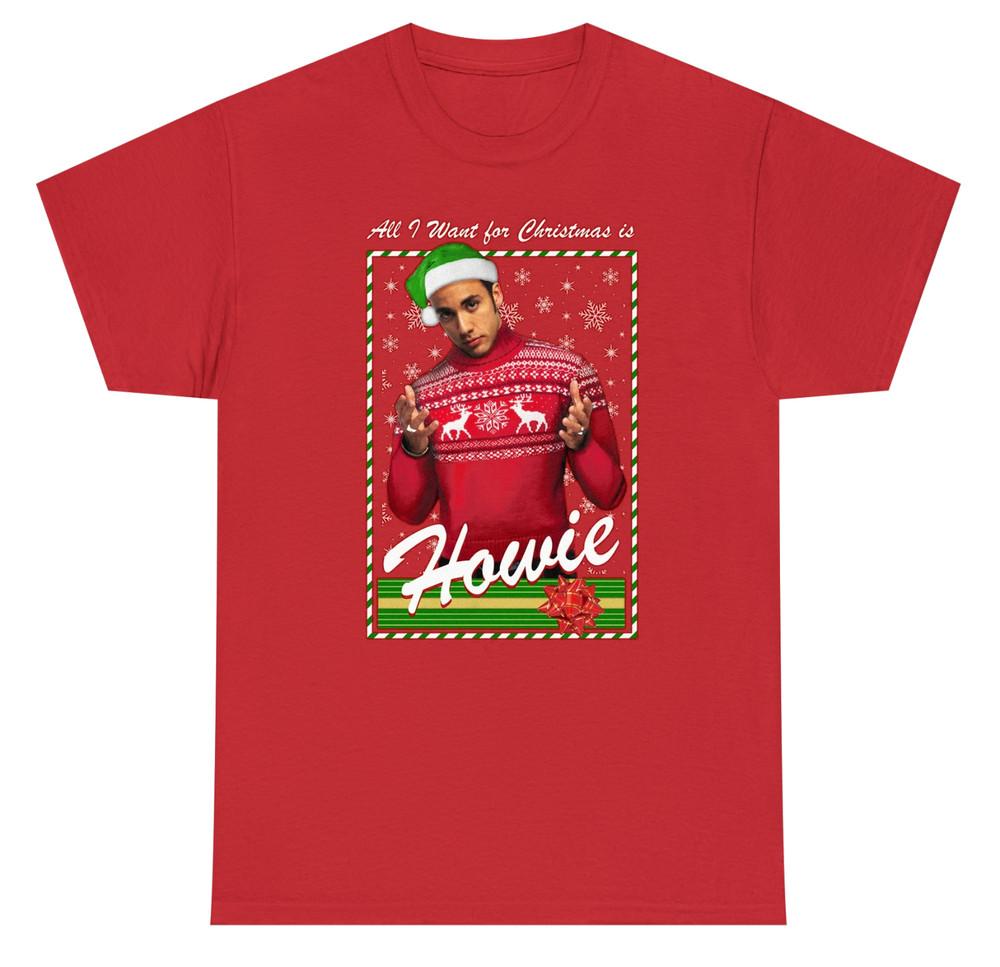 Men s Backstreet Boys Howie All I Want for Christmas Red D1044 Unisex T-Shirt L