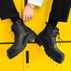 Platform High Top Shoes for Men Black Leather Dress Shoes Japan Korea All-Match Casual Wear-Resistant Footwear Chaussure Homme
