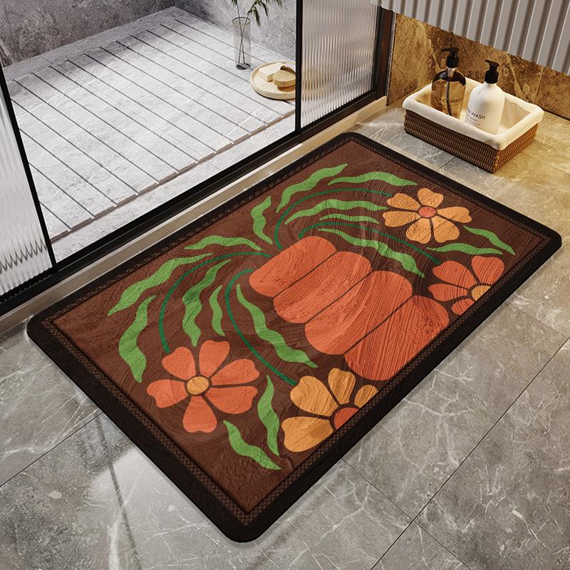 Bathroom Toilet Absorbent Floor Mat Bathroom Door Dirt Resistant Quick Drying Anti Slip Mat