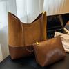 Suede bag women's large capacity autumn and winter retro shoulder mother bag commuter bucket bag