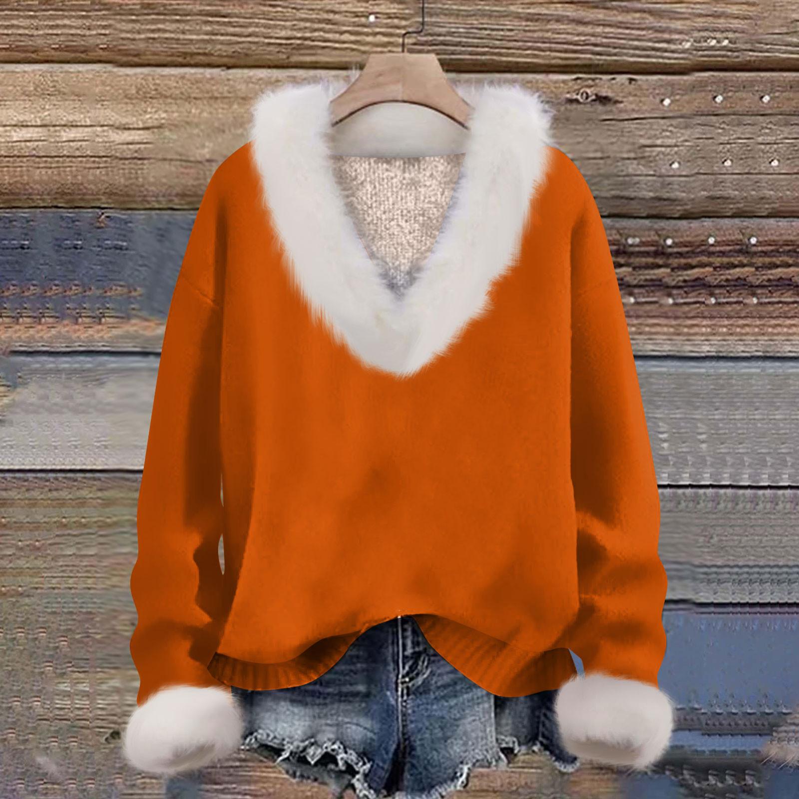 

Женская мода повседневный однотонный длинный рукав V-образный вырез пуловер для волос топ M шафрановый