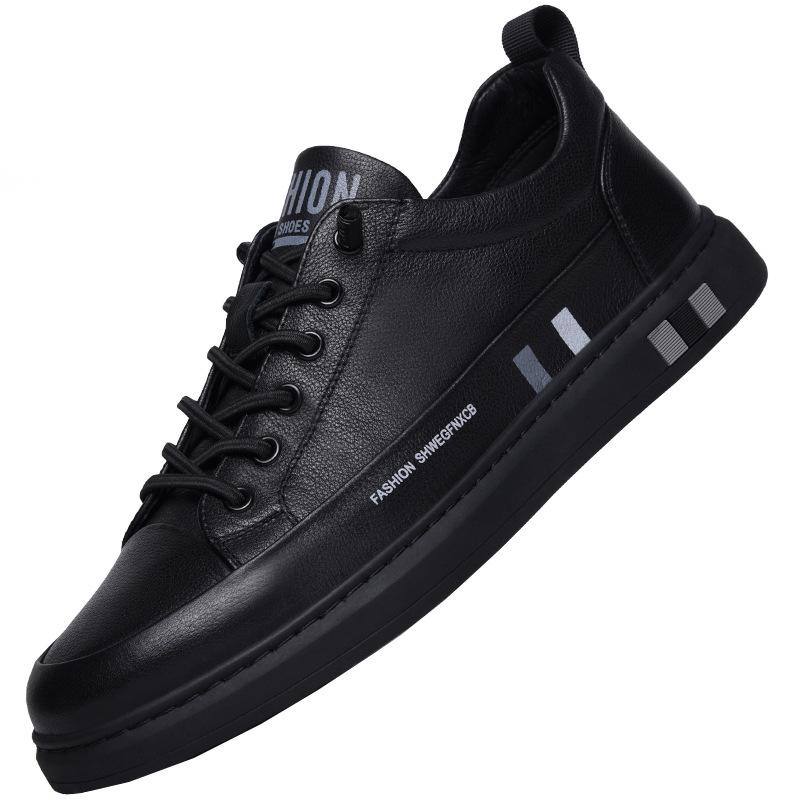 Pánské boty nové z roku 2025, ploché boty na základní ploše, trendy, univerzální, s jedním pedálem, bílé boty, pánské černé, ležérní kožené boty